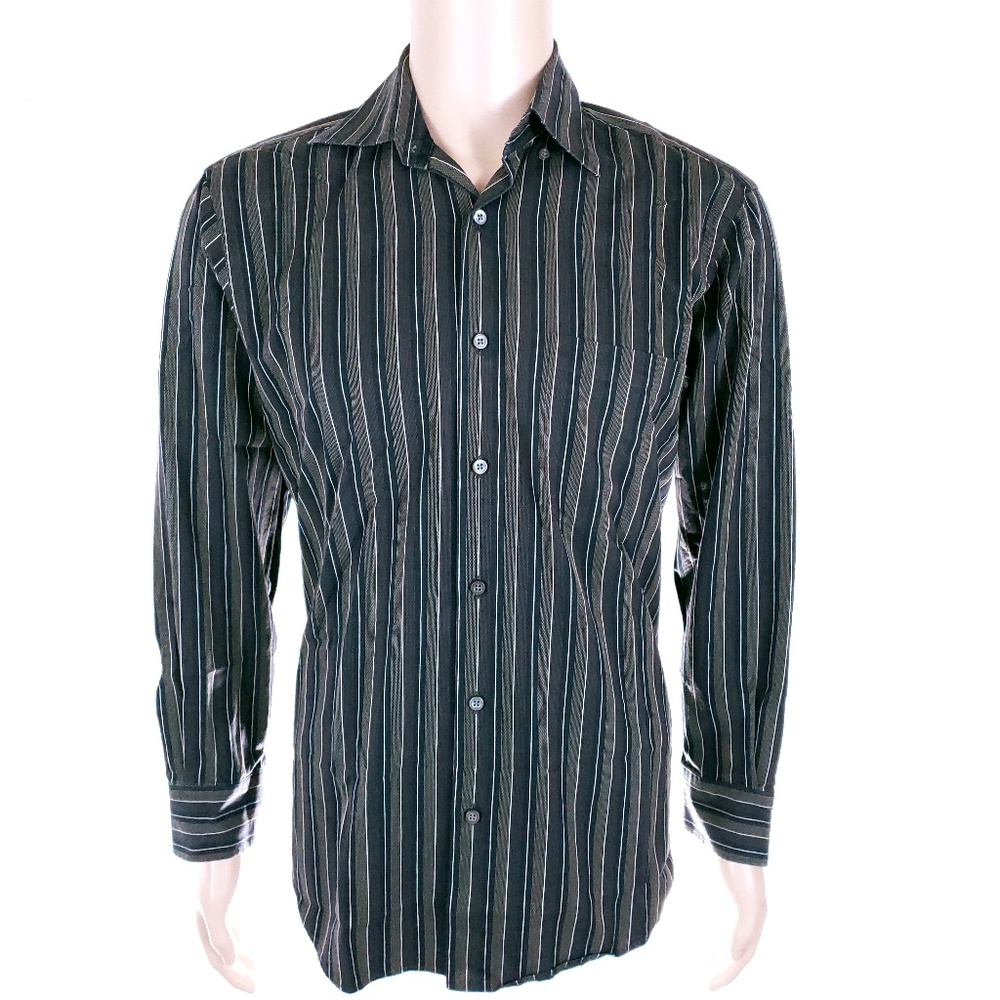 Robert Talbott Button Front Men Shirt Cotton Long Sleeves Size M